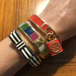 Coach Orange Enamel Bangle with Hanging Lock